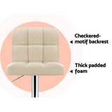 Artiss Noel beige leather bar stool padded seat close-up — Allure Home Collections