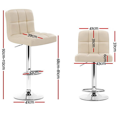 Artiss Beige Leather Gas Lift Bar Stools