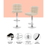 Artiss Beige Leather Gas Lift Bar Stools