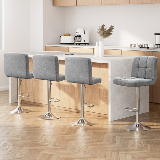 Artiss grey fabric gas lift bar stools set of 4 — Allure Home Collections