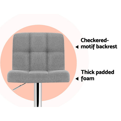 Artiss grey fabric bar stool seat close-up — Allure Home Collections