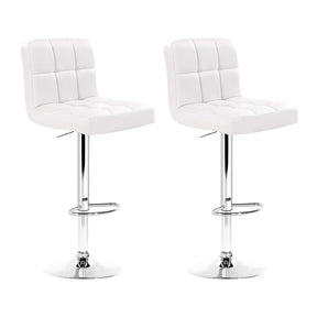 Moorooduc white PU leather swivel gas lift bar stools pair with patterned backrest
