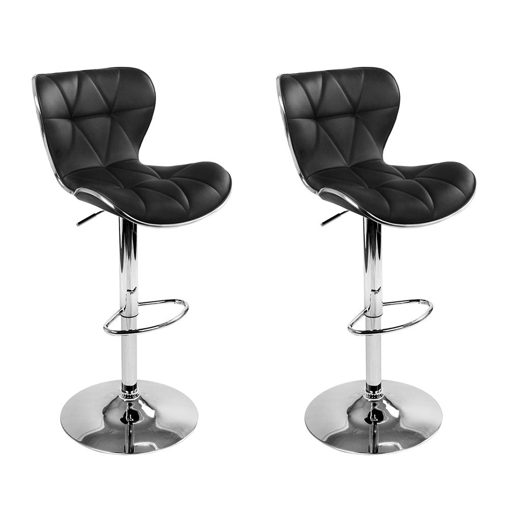 Artiss adjustable gas lift PU leather bar stools pair with chrome base — Allure Home Collections