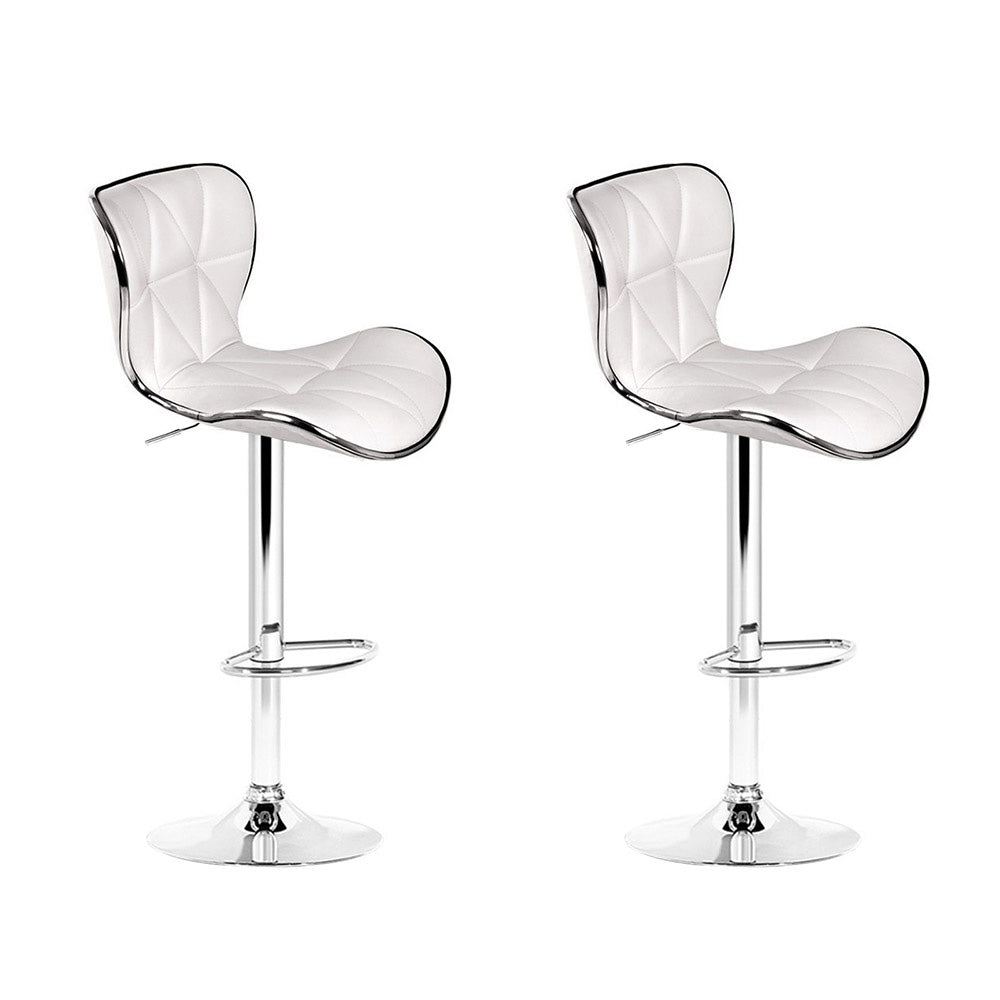 Artiss bar stool chrome gas lift lever and PU leather seat detail — Allure Home Collections