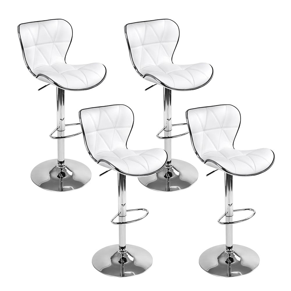 Artiss white leather gas lift bar stools set of 4 with chrome lever — Allure Home Collections