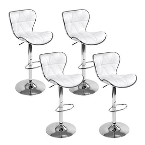 Carrum white leather gas lift bar stools set of four with chrome levers