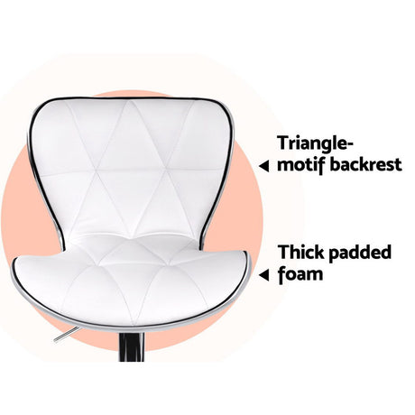 Side profile of Artiss white leather bar stool showing chrome base — Allure Home Collections