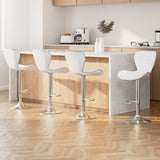 Four Artiss white leather bar stools in contemporary kitchen — Allure Home Collections
