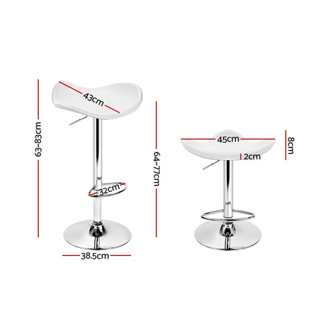 Artiss white bar stool PU leather seat and gas lift detail — Allure Home Collections