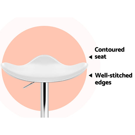 Two Artiss white PU leather gas lift bar stools at kitchen counter — Allure Home Collections