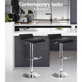 Side profile of Artiss Sena black bar stool showing chrome gas lift — Allure Home Collections