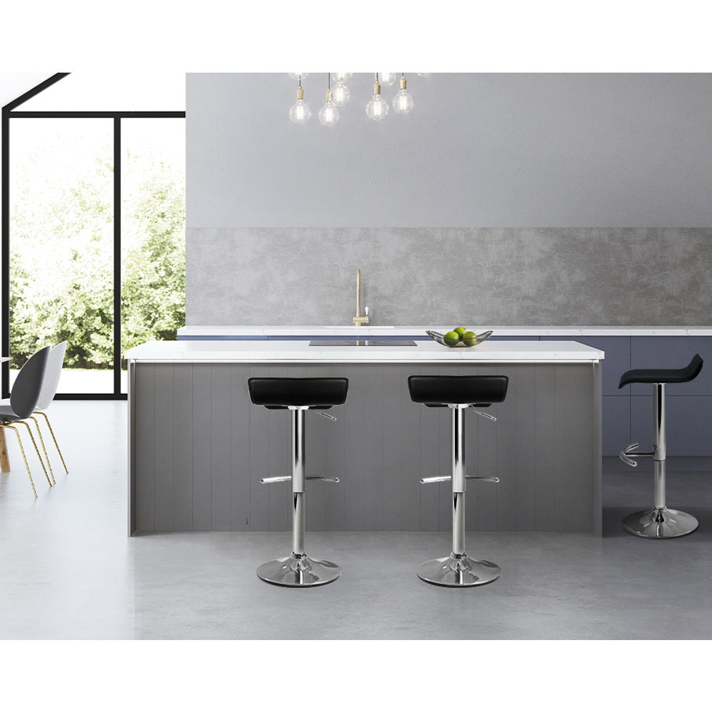Pair of Artiss Sena black bar stools in contemporary kitchen — Allure Home Collections