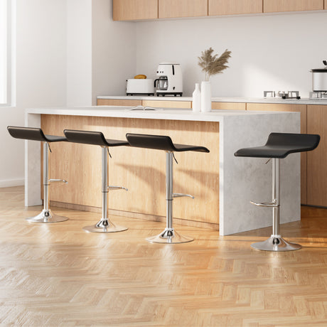 Artiss black bar stool seat and gas lift detail close-up — Allure Home Collections