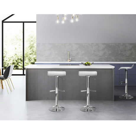Pair of Artiss Sena white bar stools in contemporary kitchen — Allure Home Collections
