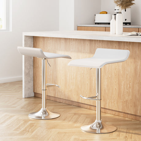 Two Artiss Sena white gas lift bar stools at kitchen island — Allure Home Collections