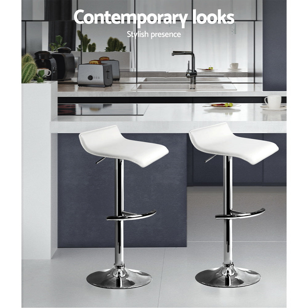 Side profile of Artiss white bar stool showing chrome gas lift — Allure Home Collections