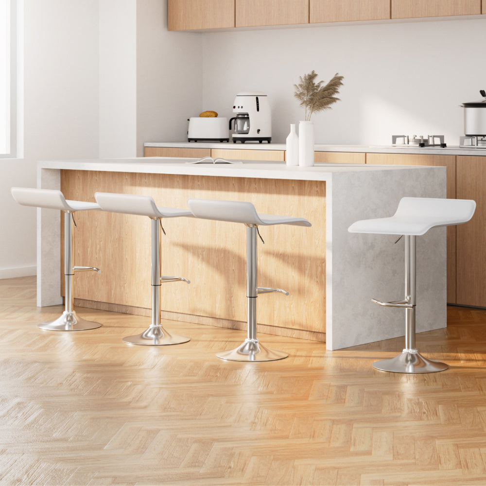 Artiss white bar stool chrome footrest ring and base detail — Allure Home Collections