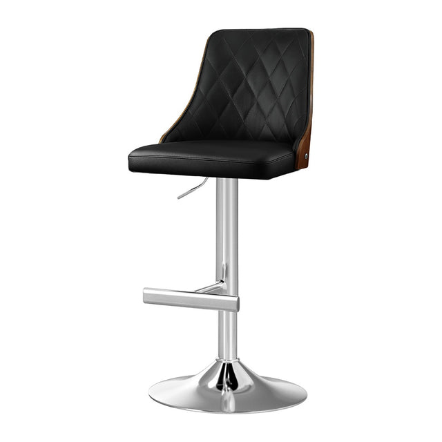Artiss black PU leather bentwood swivel adjustable bar stool — single — Allure Home Collections