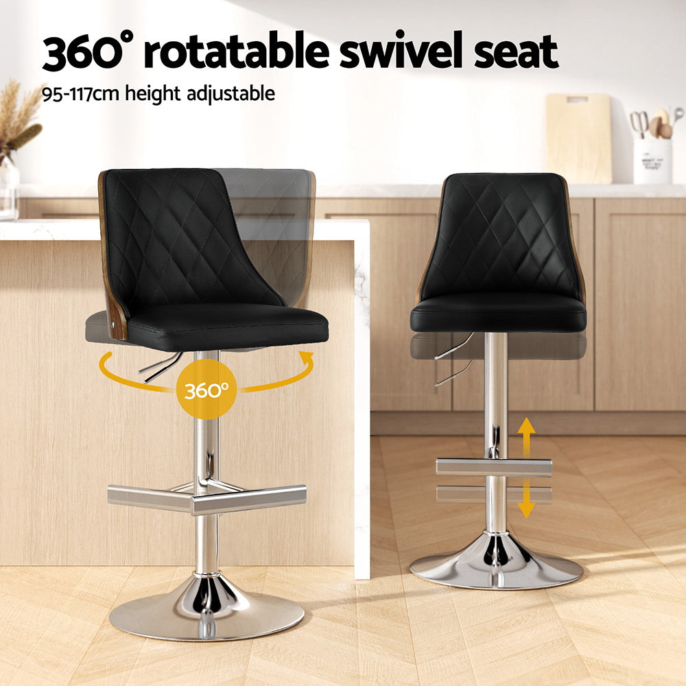 Side profile of Artiss black bentwood bar stool showing curved frame — Allure Home Collections