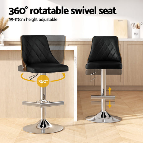 Side profile of Artiss black bentwood bar stool showing curved frame — Allure Home Collections