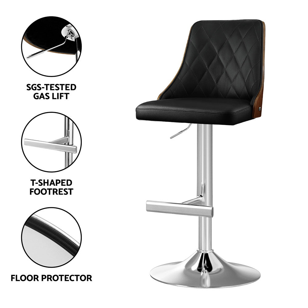 Artiss black bentwood swivel bar stool showing height range — Allure Home Collections