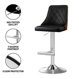 Artiss black bentwood swivel bar stool showing height range — Allure Home Collections