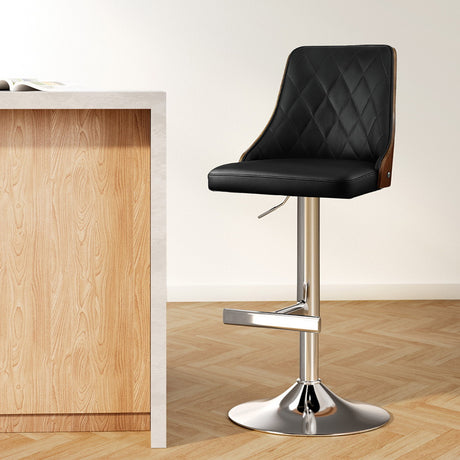 Artiss black bentwood bar stool chrome base and footrest detail — Allure Home Collections