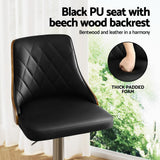 Artiss Adjustable Black Leather Bar Stool Set