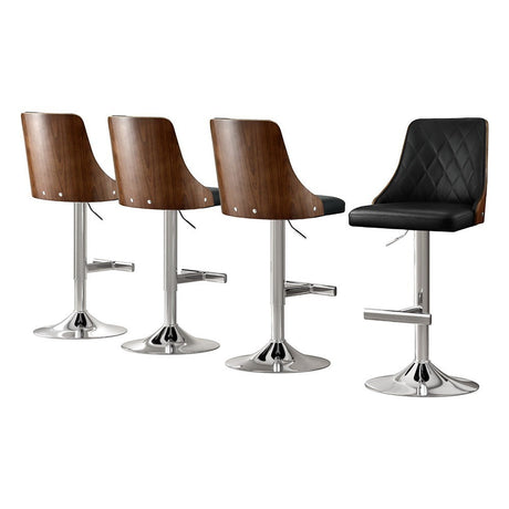 Canadian Bay black gas lift bar stool with bentwood backrest at a kitchen island