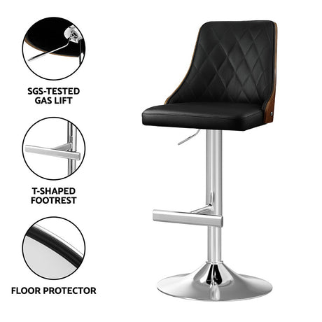 Artiss Black Leather Swivel Bar Stools (Set of 4)