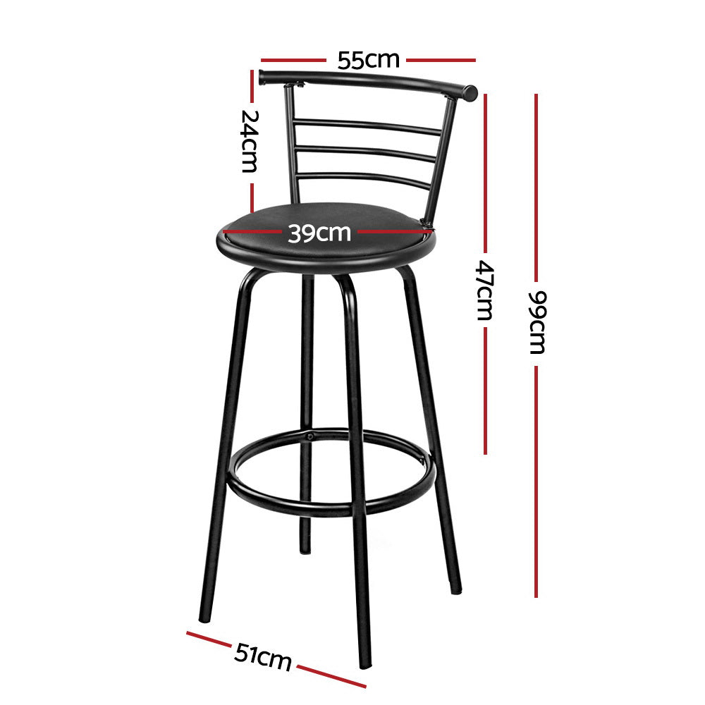 Artiss swivel bar stool black leather seat and padded backrest detail — Allure Home Collections