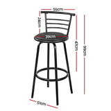 Artiss swivel bar stool black leather seat and padded backrest detail — Allure Home Collections