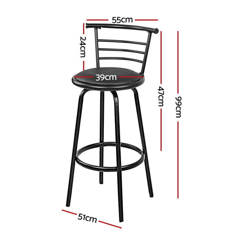 Artiss swivel bar stool black leather seat and padded backrest detail — Allure Home Collections