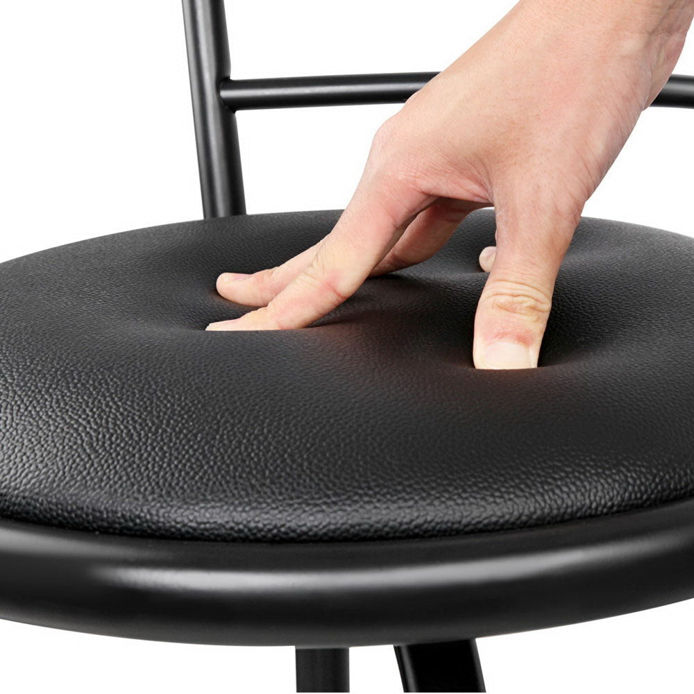 Artiss black bar stool padded seat close-up — Allure Home Collections