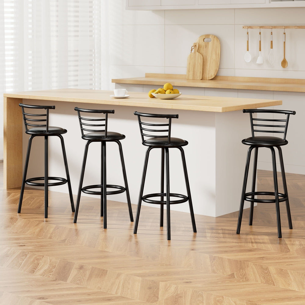 Artiss swivel black PU leather padded bar stools set of 4 with metal base — Allure Home Collections