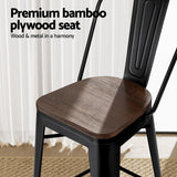 Artiss Metal Bar Stools with Wooden Seats