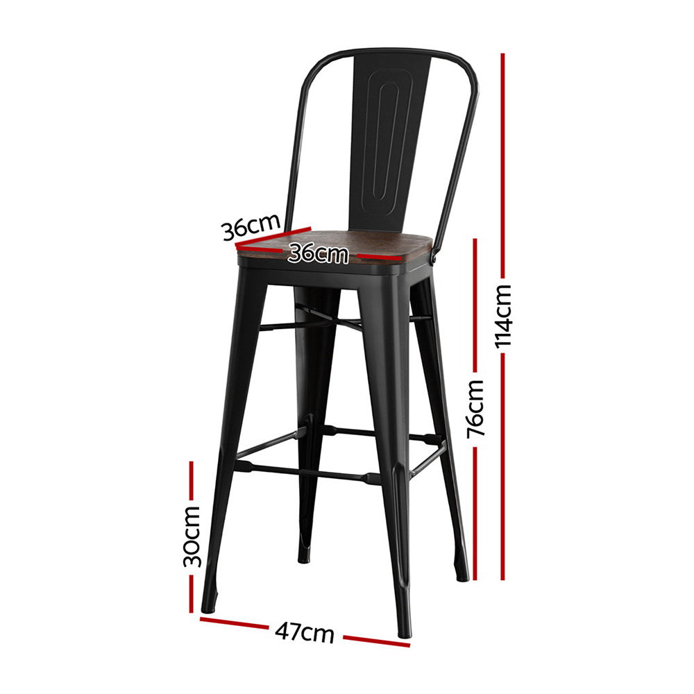 Artiss Retro Metal Bar Stools with Wooden Seats