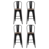Artiss Retro Metal Bar Stools with Wooden Seats