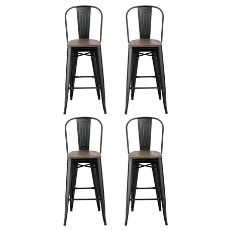 Artiss Retro Metal Bar Stools with Wooden Seats