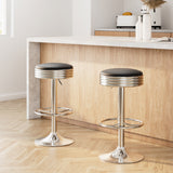 Artiss backless black PU leather bar stools set of 2 with chrome base — Allure Home Collections