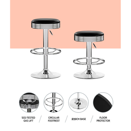 Artiss backless bar stool black padded seat close-up — Allure Home Collections