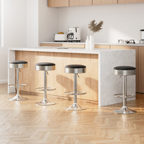 Artiss PU leather padded gas lift bar stools set of 4 with silver chrome base — Allure Home Collections