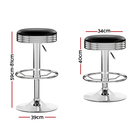 Artiss silver chrome bar stool leather seat and gas lift detail — Allure Home Collections