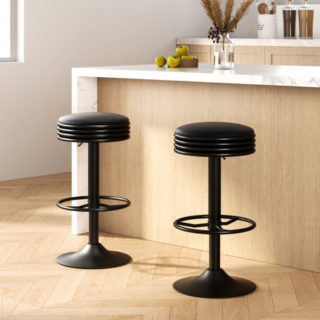 Artiss black PU leather padded gas lift bar stools set of 2 — Allure Home Collections