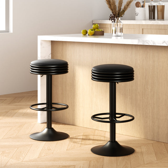 Artiss black PU leather padded gas lift bar stools set of 2 — Allure Home Collections