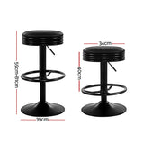 Artiss black bar stool PU leather seat and gas lift detail — Allure Home Collections