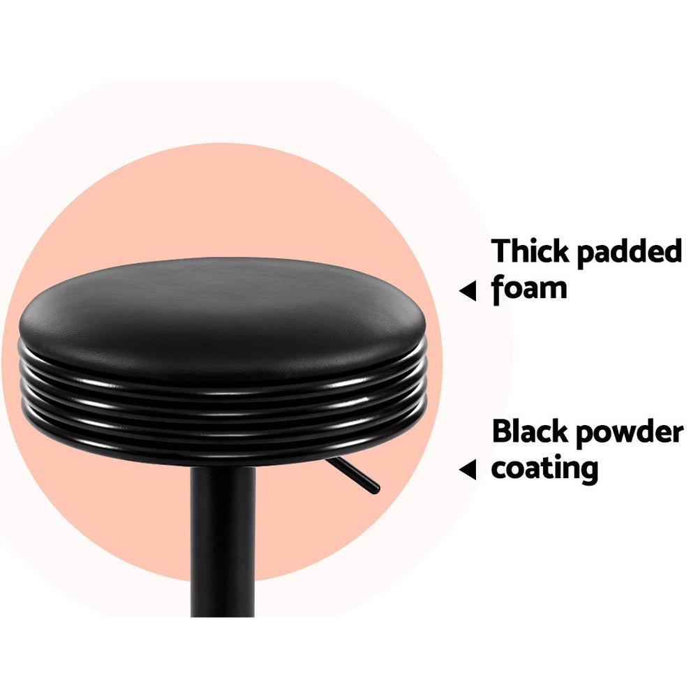 Artiss black leather bar stool padded seat close-up — Allure Home Collections