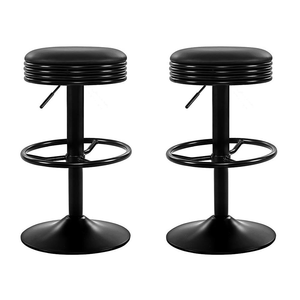 Pair of Artiss black gas lift bar stools in contemporary kitchen — Allure Home Collections