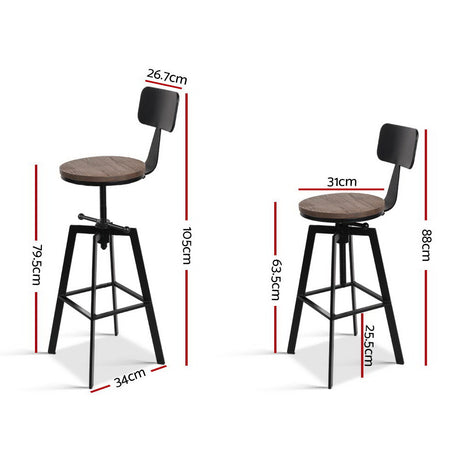 Artiss single vintage metal bar stool seat and industrial frame detail — Allure Home Collections