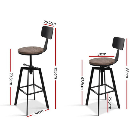 Tooradin black industrial swivel bar stool with elm wood seat in a modern kitchen